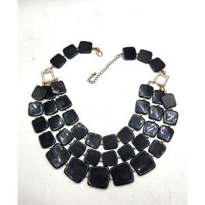 Lia Sophia Black Multi-Strand Square Beaded Necklace With Gold-Tone Accents